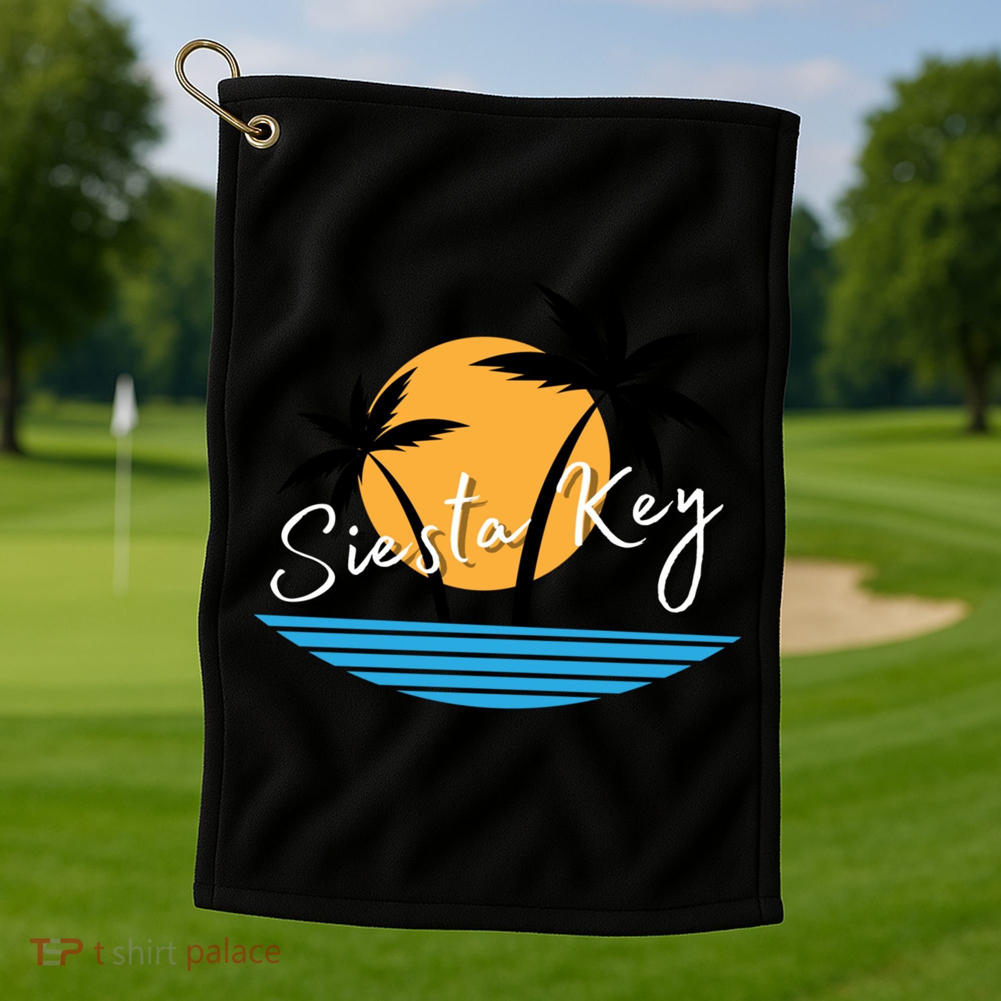 Siesta Key Beach Palm Tree Vacation Trip Matching Group Gift Golf Towel