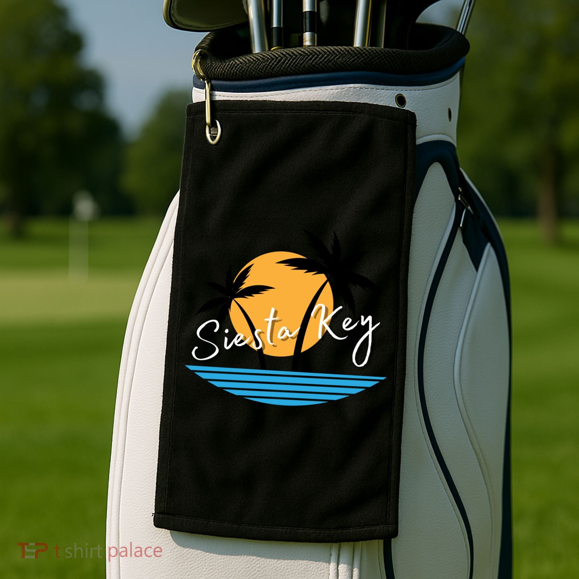 Siesta Key Beach Palm Tree Vacation Trip Matching Group Gift Golf Towel