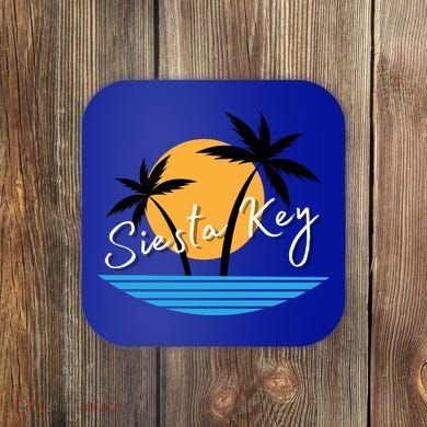 Siesta Key Beach Palm Tree Vacation Trip Matching Group Gift Coaster