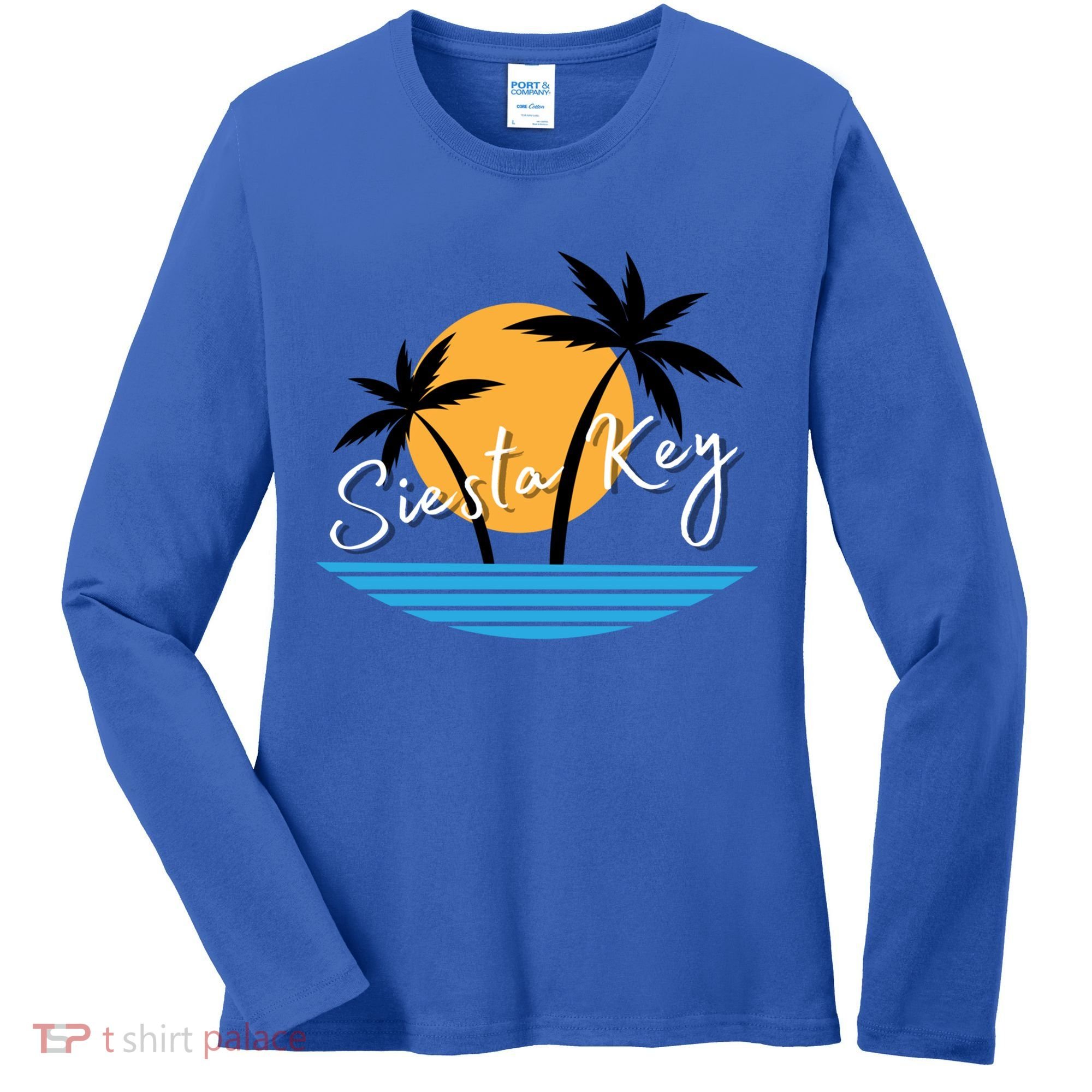Siesta Key Beach Palm Tree Vacation Trip Matching Group Gift Women's Long Sleeve Shirt
