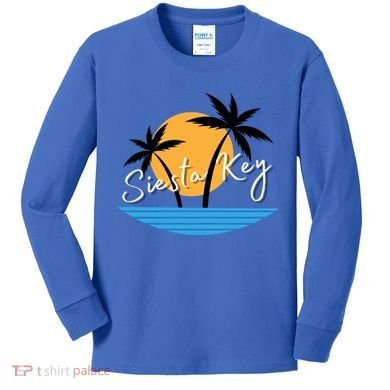 Siesta Key Beach Palm Tree Vacation Trip Matching Group Gift Kids Long Sleeve Shirt