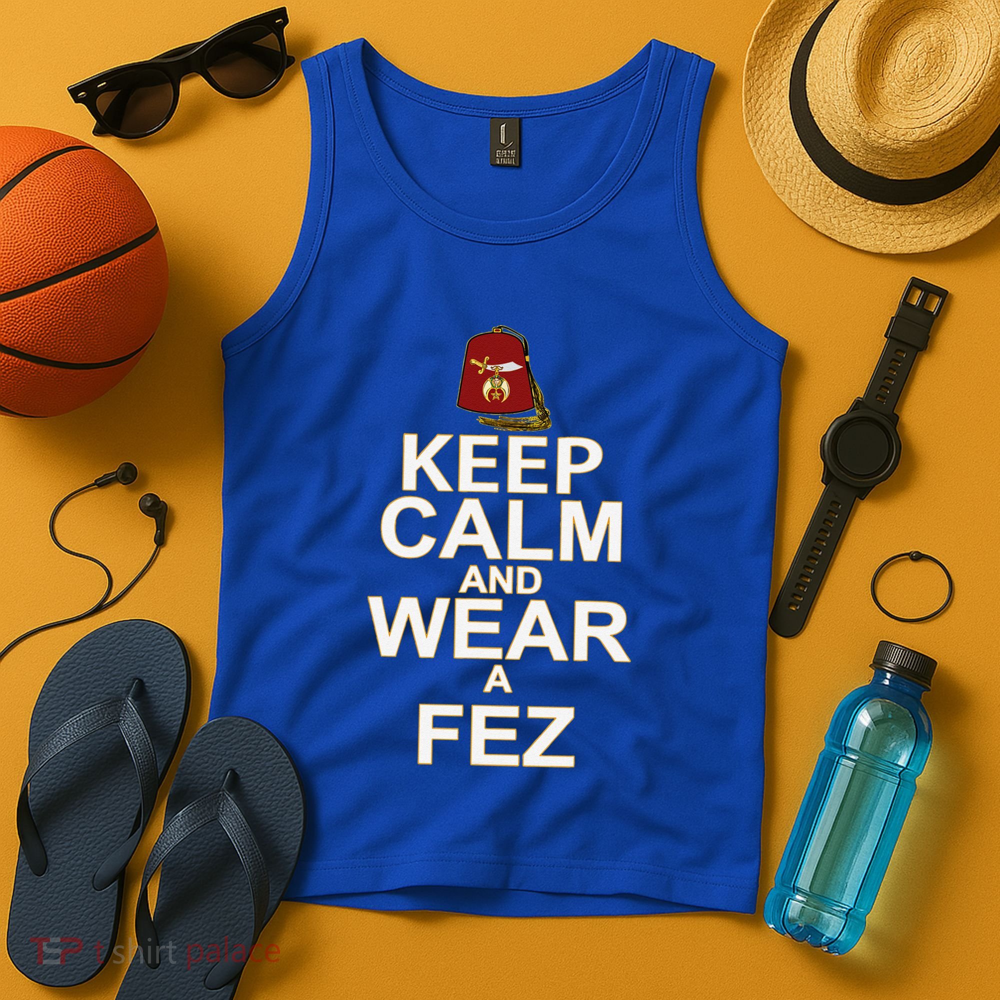 Shriners Keep Calm And Wear A Fez Shriner Mason Thanksgiving Tank Top