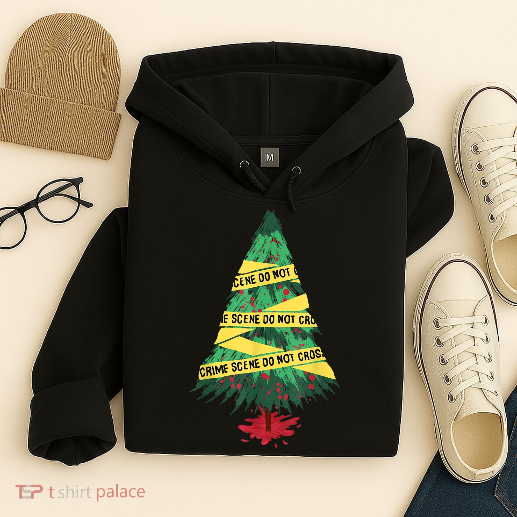 Serial Killer Christmas Tree Crime Scene True Crime Hoodie