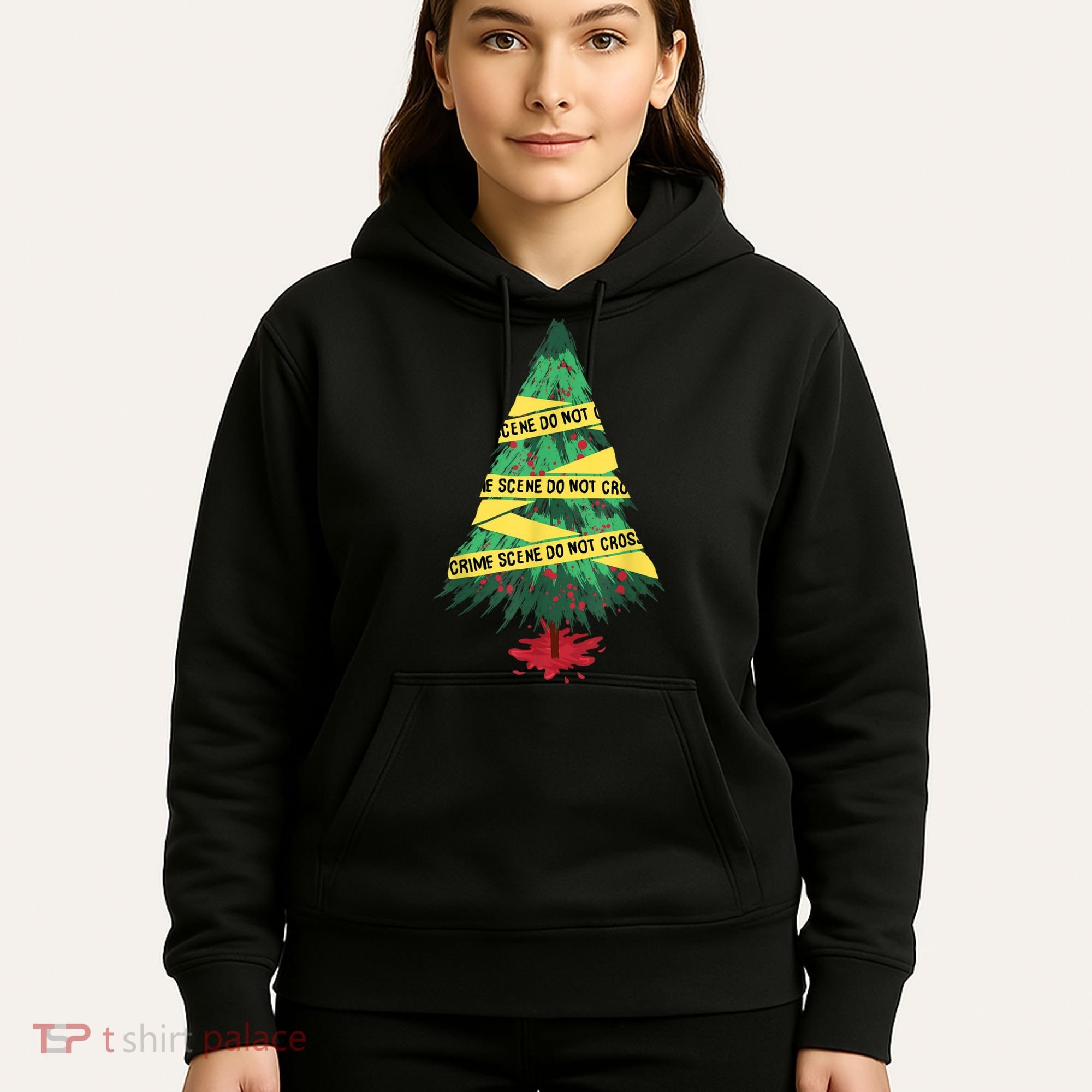 Serial Killer Christmas Tree Crime Scene True Crime Hoodie