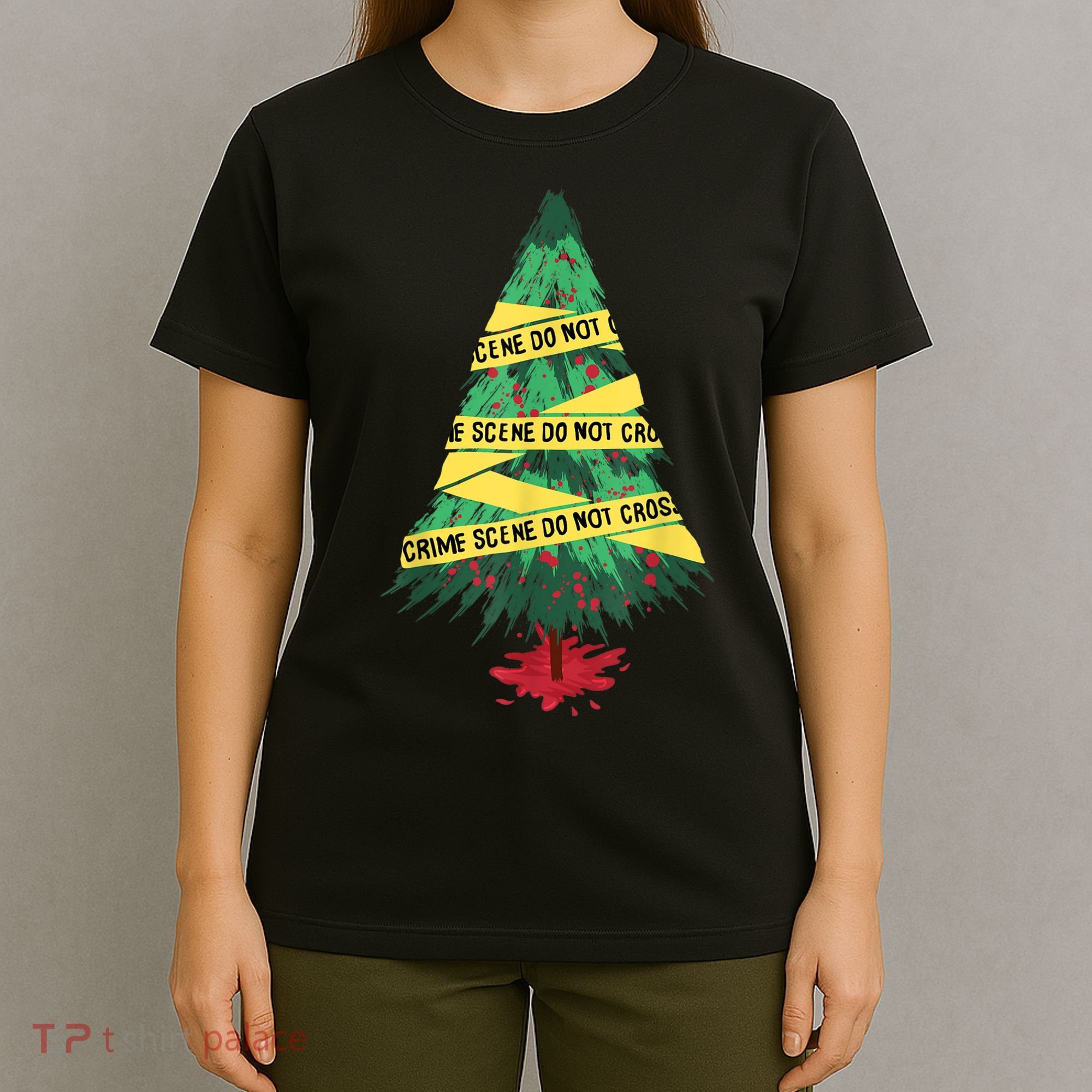 Serial Killer Christmas Tree Crime Scene True Crime T-Shirt