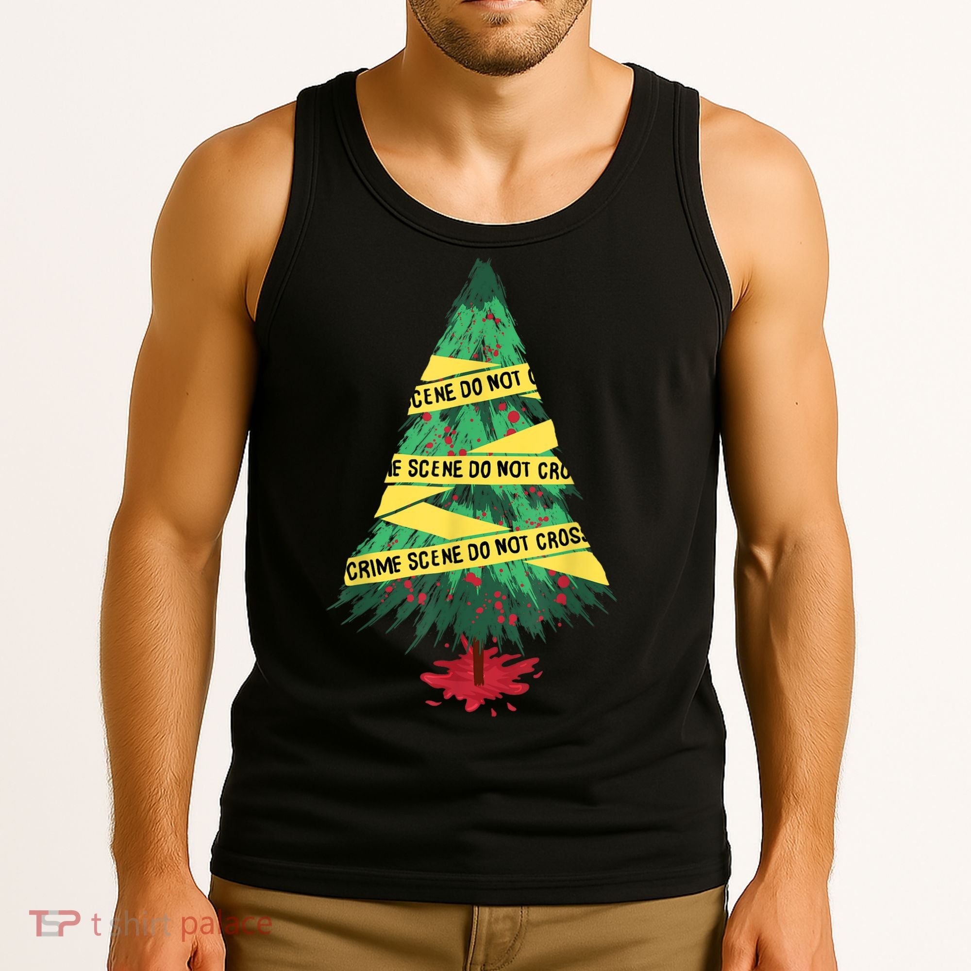 Serial Killer Christmas Tree Crime Scene True Crime Tank Top