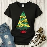 Serial Killer Christmas Tree Crime Scene True Crime Women's T-Shirt thumb 3