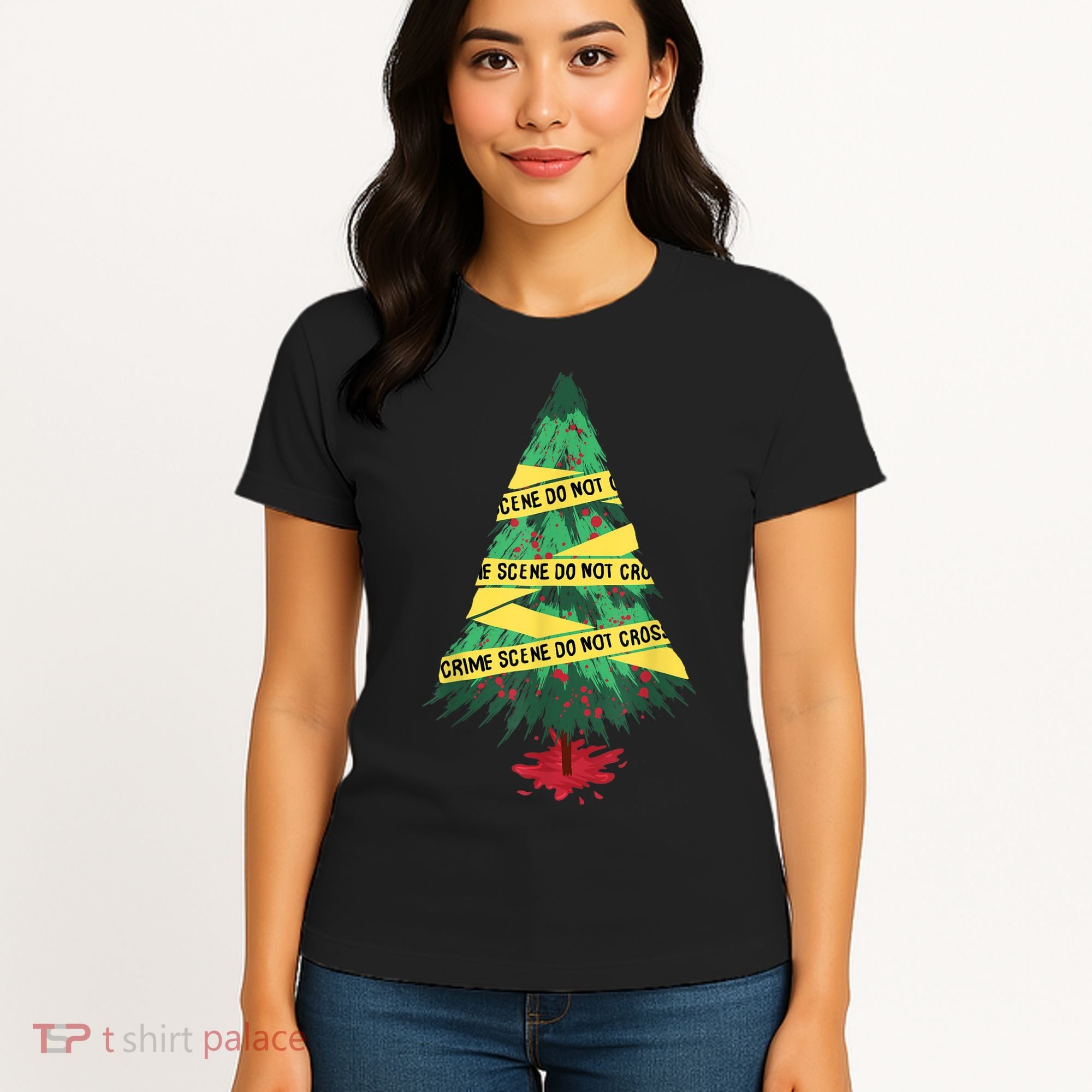 Serial Killer Christmas Tree Crime Scene True Crime Women's T-Shirt
