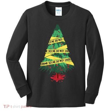 Serial Killer Christmas Tree Crime Scene True Crime Kids Long Sleeve Shirt