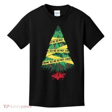 Serial Killer Christmas Tree Crime Scene True Crime Kids T-Shirt