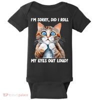 Sarcastic Kitten Did I Roll My Eyes Out Loud Cat Lovers Baby Bodysuit thumb 0