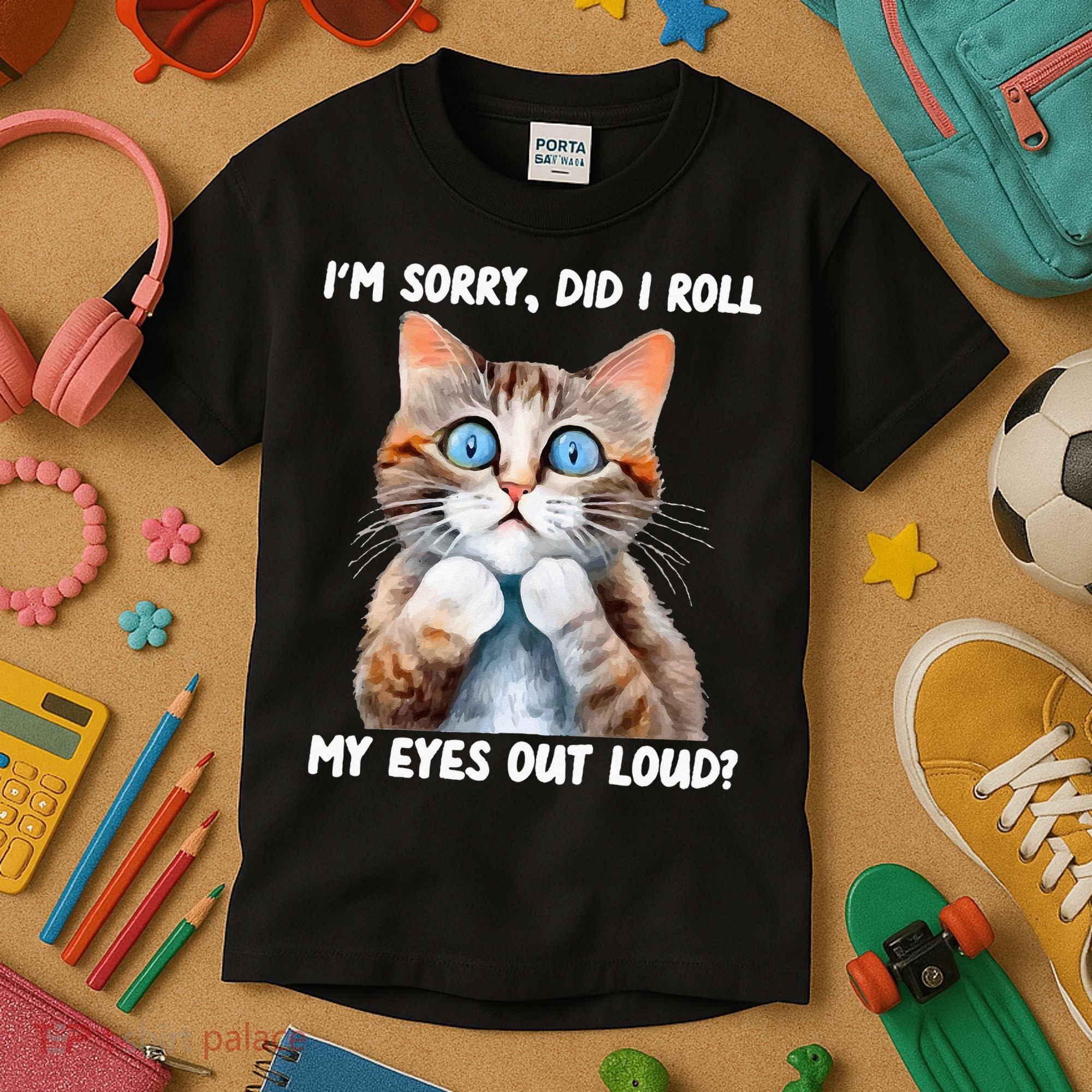 Sarcastic Kitten Did I Roll My Eyes Out Loud Cat Lovers Kids T-Shirt