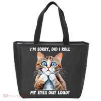 Sarcastic Kitten Did I Roll My Eyes Out Loud Cat Lovers Tote Bag thumb 0