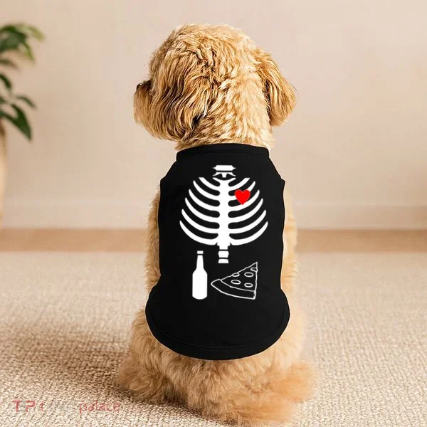 Skeleton Pizza Beer Rib cage Doggie Tank