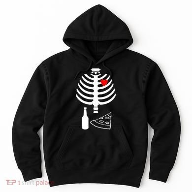 Skeleton Pizza Beer Rib cage Hoodie