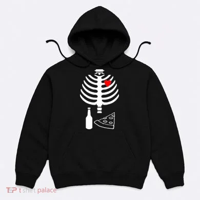 Skeleton Pizza Beer Rib cage Hoodie
