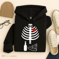 Skeleton Pizza Beer Rib cage Hoodie thumb 4