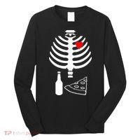 Skeleton Pizza Beer Rib cage Long Sleeve Shirt thumb 0