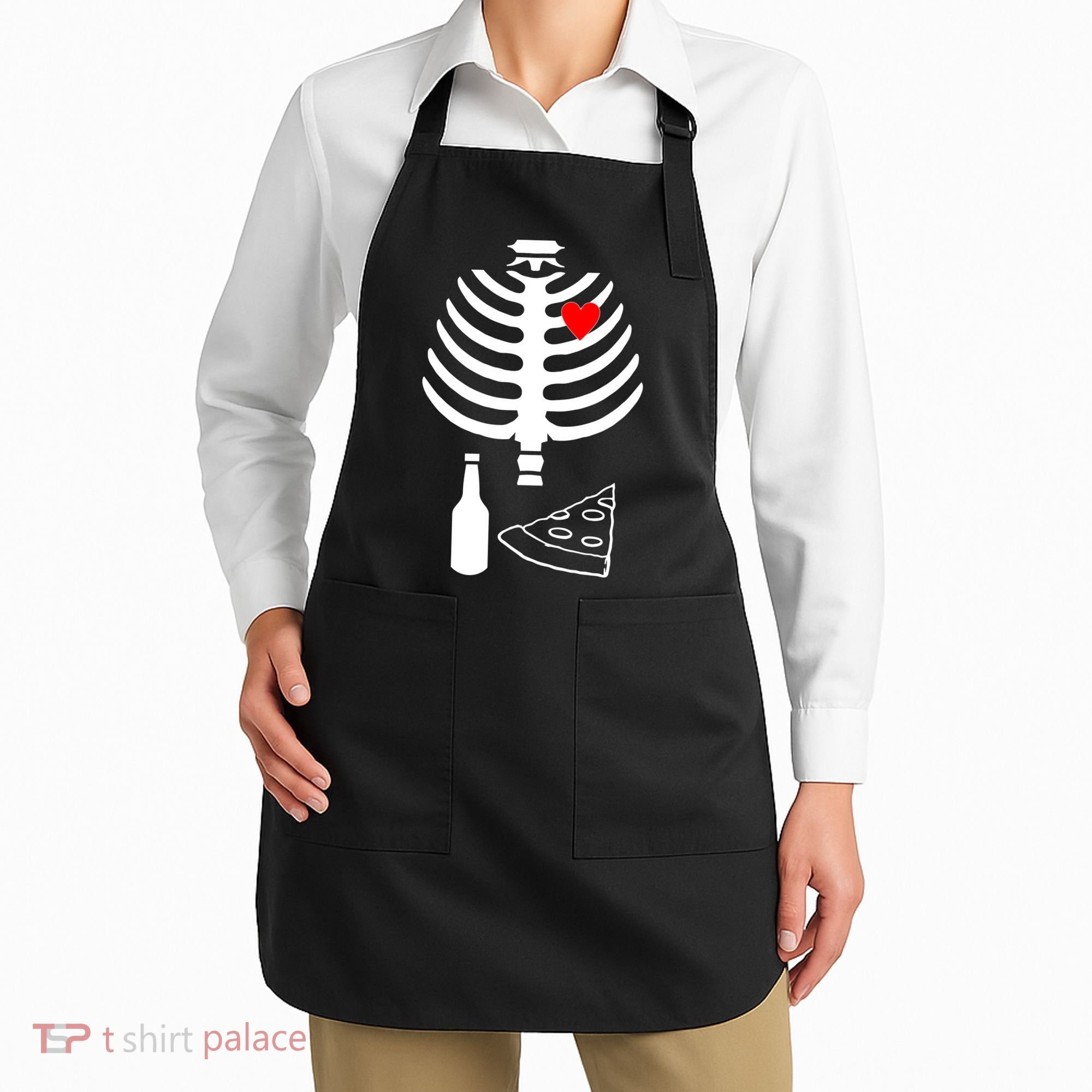 Skeleton Pizza Beer Rib cage Apron