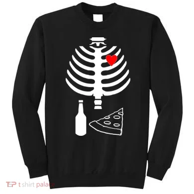 Skeleton Pizza Beer Rib cage Sweatshirt