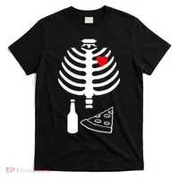 Skeleton Pizza Beer Rib cage T-Shirt thumb 0