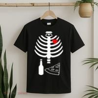 Skeleton Pizza Beer Rib cage T-Shirt thumb 2