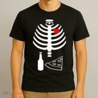 Skeleton Pizza Beer Rib cage T-Shirt thumb 3