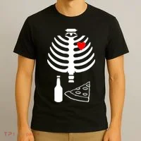 Skeleton Pizza Beer Rib cage T-Shirt thumb 3