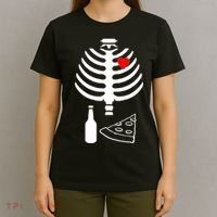 Skeleton Pizza Beer Rib cage T-Shirt thumb 4