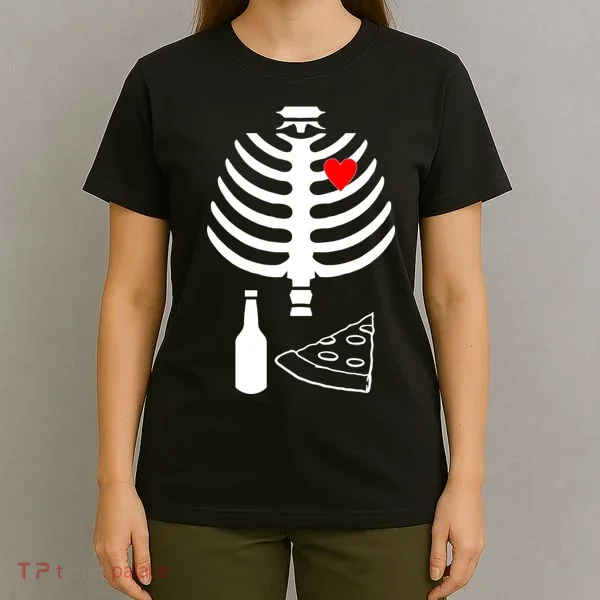 Skeleton Pizza Beer Rib cage T-Shirt