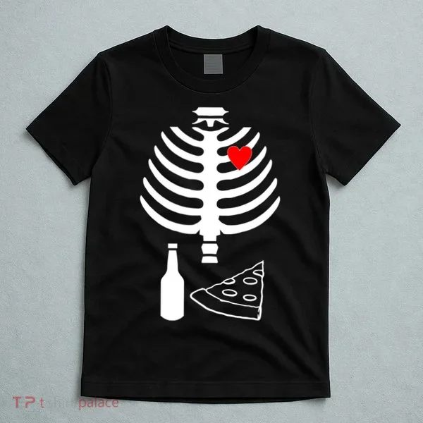 Skeleton Pizza Beer Rib cage T-Shirt