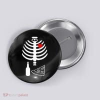 Skeleton Pizza Beer Rib cage Button thumb 0