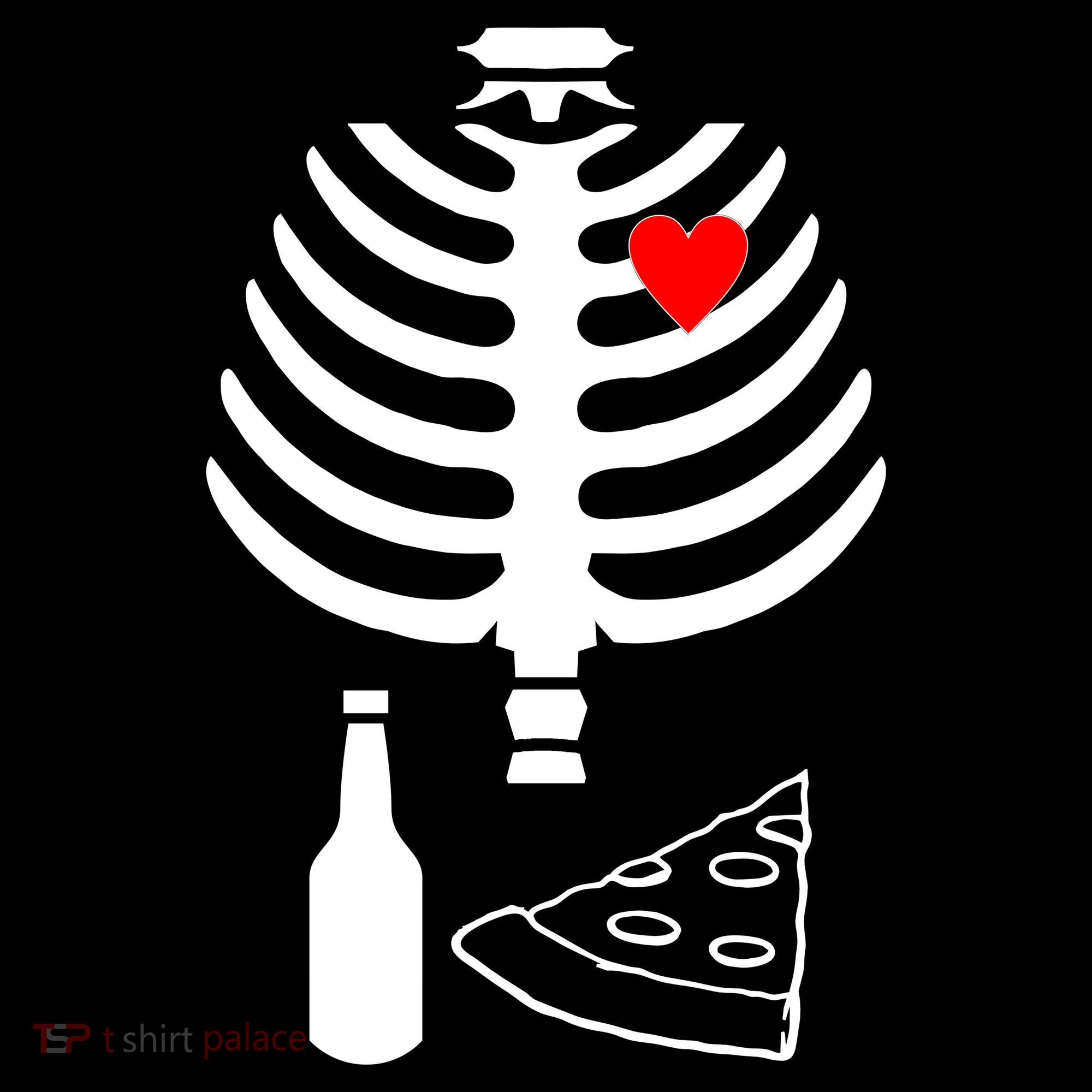 Skeleton Pizza Beer Rib cage Button