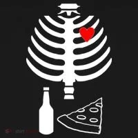 Skeleton Pizza Beer Rib cage Bucket Hat thumb 4