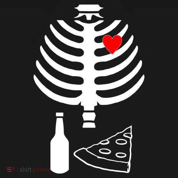 Skeleton Pizza Beer Rib cage Bucket Hat