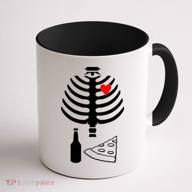 Skeleton Pizza Beer Rib cage Coffee Mug back