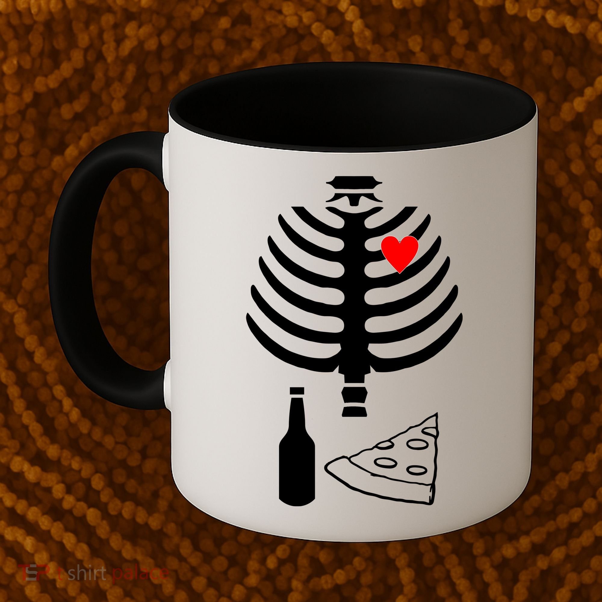 Skeleton Pizza Beer Rib cage Coffee Mug