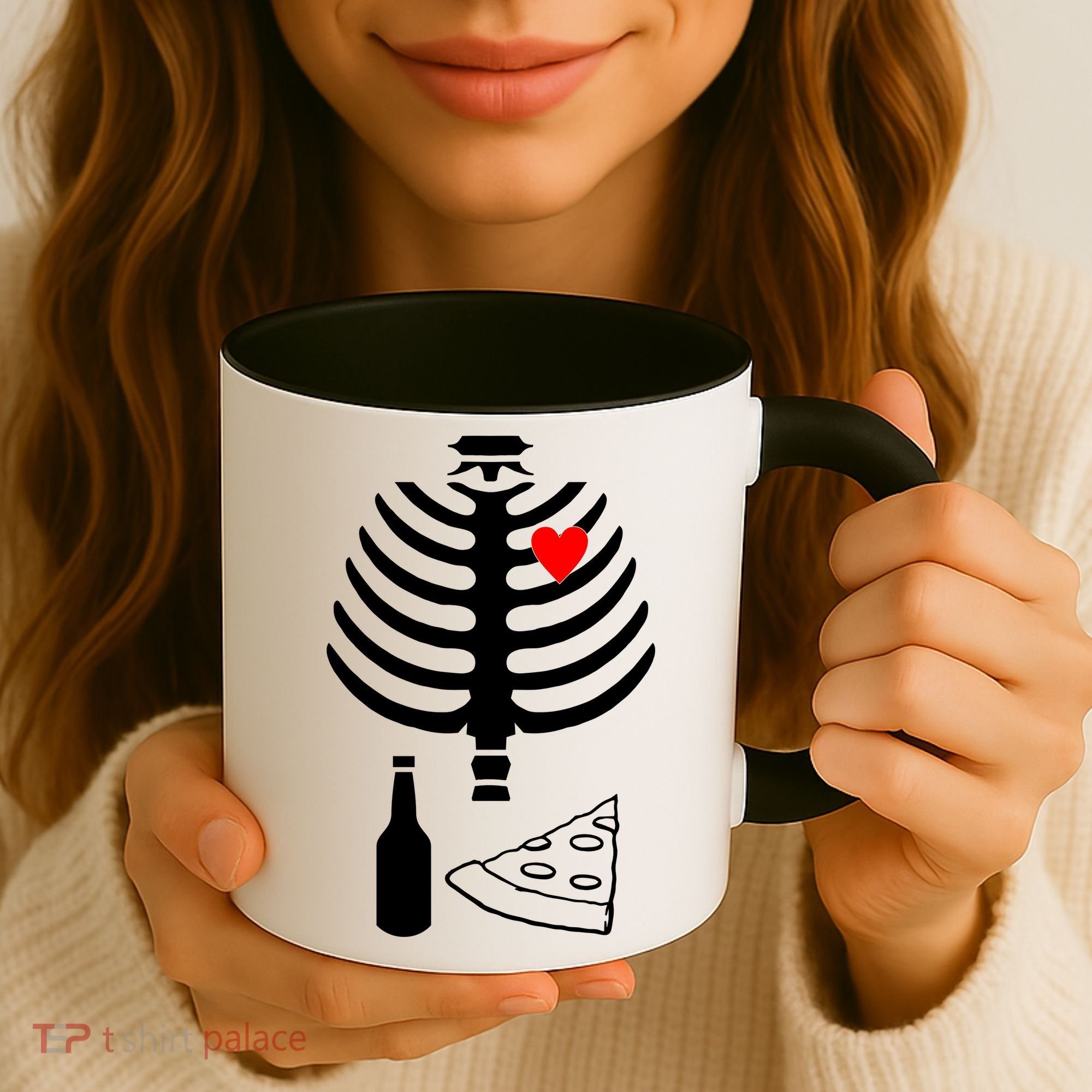 Skeleton Pizza Beer Rib cage Coffee Mug