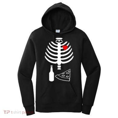 Skeleton Pizza Beer Rib cage Women's Hoodie