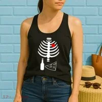 Skeleton Pizza Beer Rib cage Women's Tank Top thumb 2