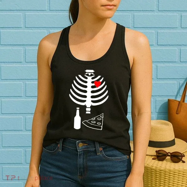 Skeleton Pizza Beer Rib cage Women's Tank Top