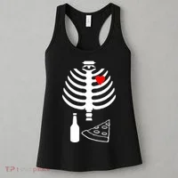 Skeleton Pizza Beer Rib cage Women's Tank Top thumb 3