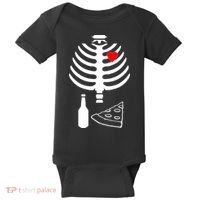 Skeleton Pizza Beer Rib cage Baby Bodysuit thumb 0