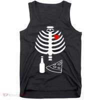 Skeleton Pizza Beer Rib cage Tank Top thumb 0
