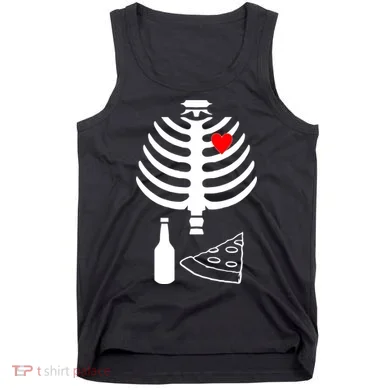 Skeleton Pizza Beer Rib cage Tank Top
