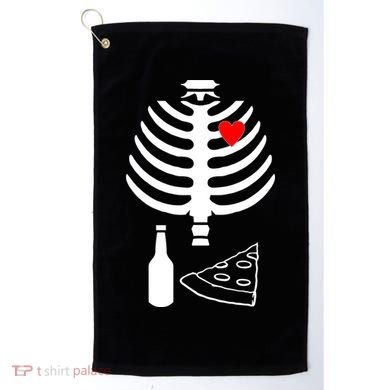 Skeleton Pizza Beer Rib cage Golf Towel