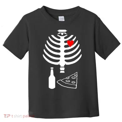 Skeleton Pizza Beer Rib cage Toddler T-Shirt