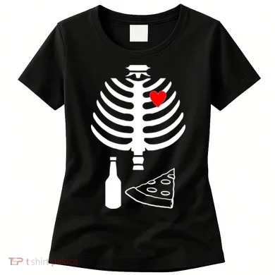 Skeleton Pizza Beer Rib cage Women's T-Shirt