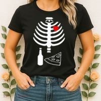 Skeleton Pizza Beer Rib cage Women's T-Shirt thumb 2