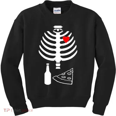 Skeleton Pizza Beer Rib cage Kids Sweatshirt